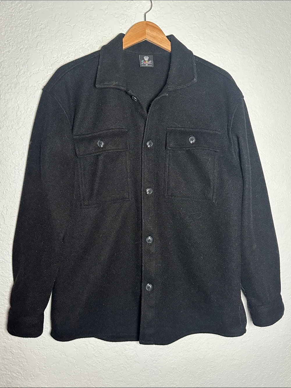 Vintage Switch Remarkable Men's Black Shacket Button Up Thick Shirt Jacket Med